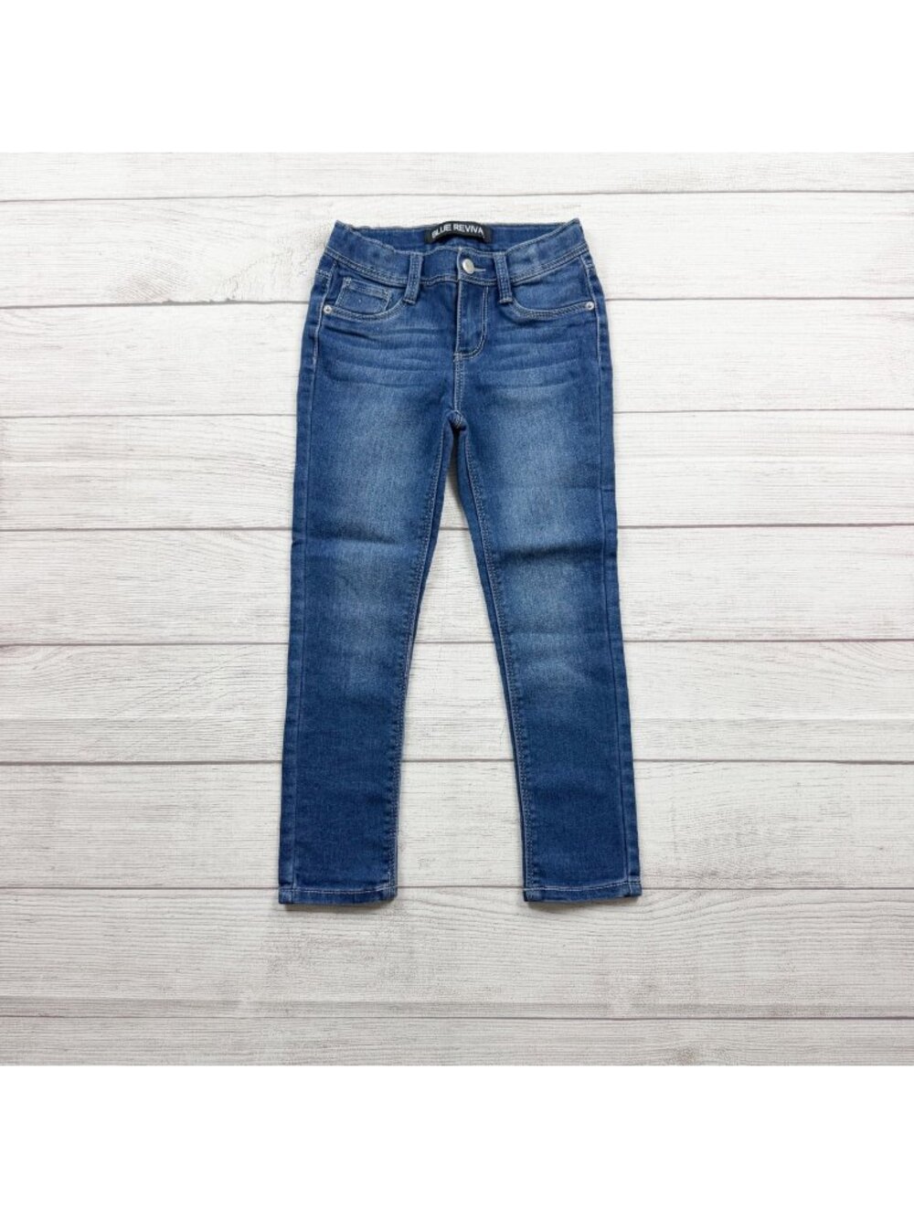 Blue Revival Girls Skinny Fit Denim Jeans Adjustable Waistband Distressed Look 6